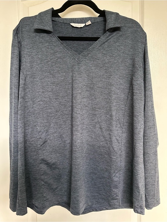 Lady Hagen Tops - Lady Hagen Heathered Blue-Gray V-Neck Pullover Top